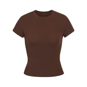 SKIMS Fits Everybody Short Sleeve T-Shirt Cocoa Brown Sz Medium